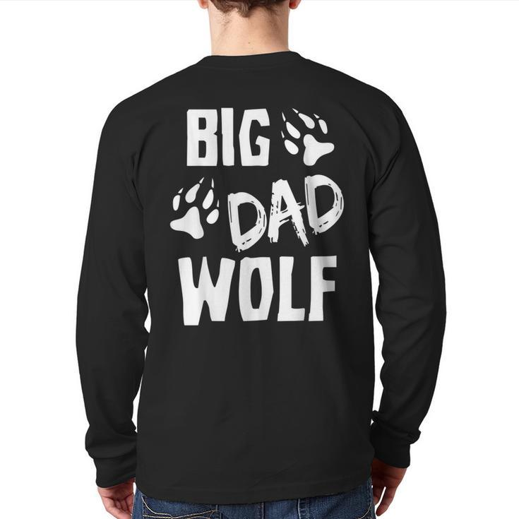 Mens Big Dad Wolf Costume Halloween Daddy Dad Father's Day Back Print Long Sleeve T-shirt