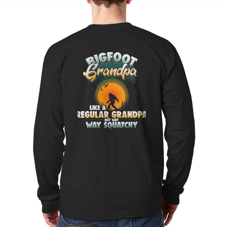 Mens Bigfoot Grandpa Sasquatch Bigfoot Father's Day Back Print Long Sleeve T-shirt