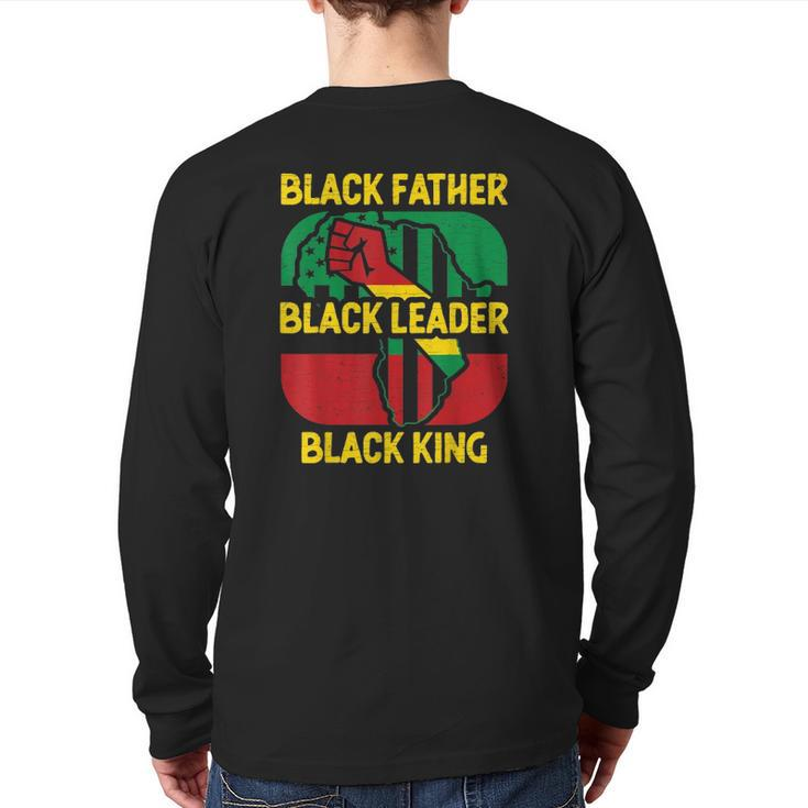 Mens Black Father Black Leader Black King Dad Back Print Long Sleeve T-shirt
