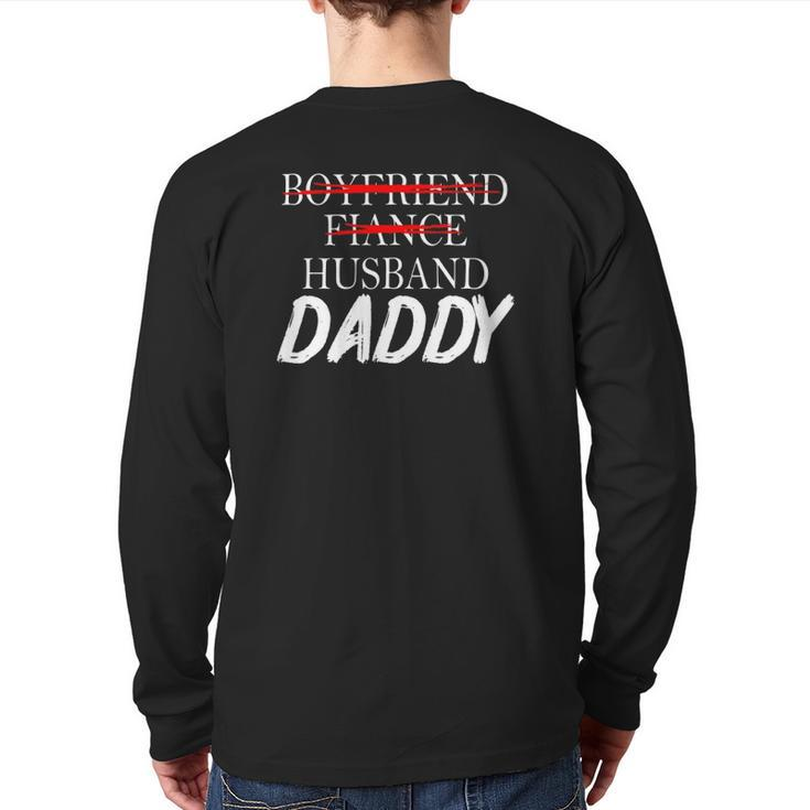 Mens Boyfriend Fiance Husband Daddy Fathers Day Back Print Long Sleeve T-shirt