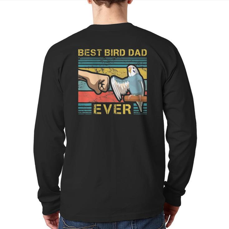 Mens Budgie Dad Bird Lover Father Budgerigar Enthusiast Back Print Long Sleeve T-shirt