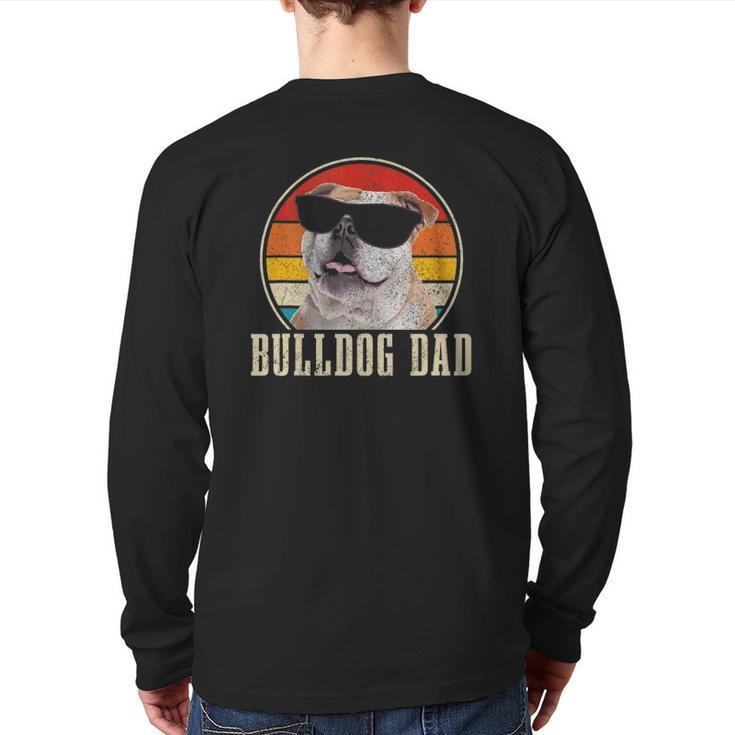Mens Bulldog Dad Vintage Sunglasses Dog English Bulldog Back Print Long Sleeve T-shirt