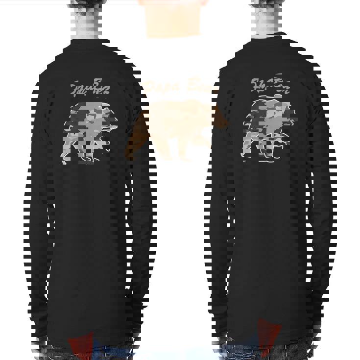 Mens Camouflage Daddy Bear Family Camo Hunting Papa Bear Back Print Long Sleeve T-shirt