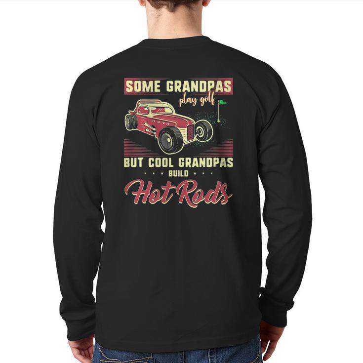Mens Cool Grandpas Build Hot Rods Vintage Car Papaw Mechanic Papa Back Print Long Sleeve T-shirt