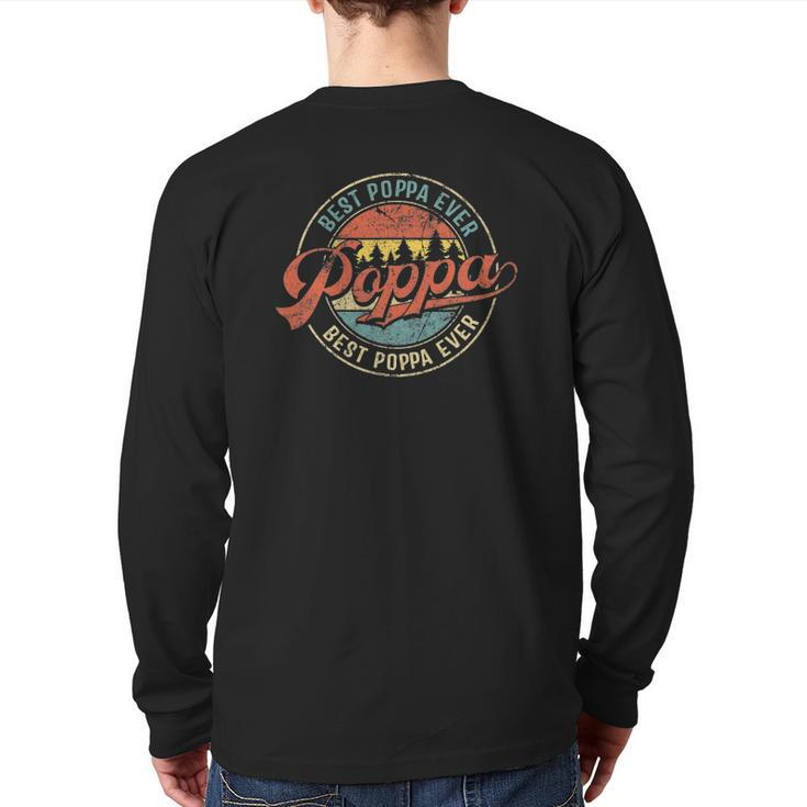 Mens Cool Poppa Father's Day Retro Best Poppa Ever Back Print Long Sleeve T-shirt