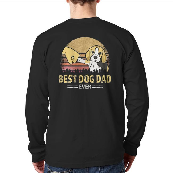 Mens Cute Best Beagle Dad Ever Retro Vintage Puppy Lover Back Print Long Sleeve T-shirt