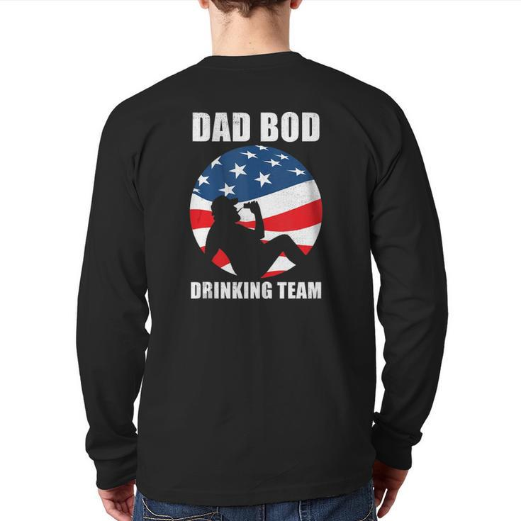 Mens Dad Bod Drinking Team American Us Flag Vintage Father's Day Back Print Long Sleeve T-shirt