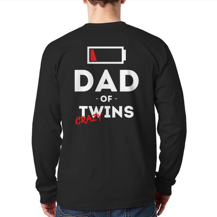 Mens Dad Of Crazy Twins Clothes Father Husband Dad Men Back Print Long Sleeve T-shirt