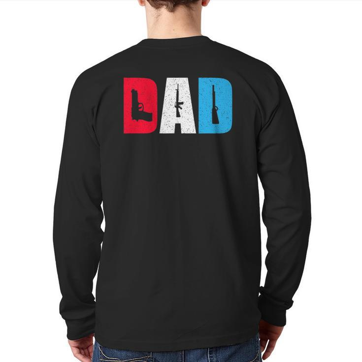 Mens Dad And Guns Collection Red White And Blue Back Print Long Sleeve T-shirt