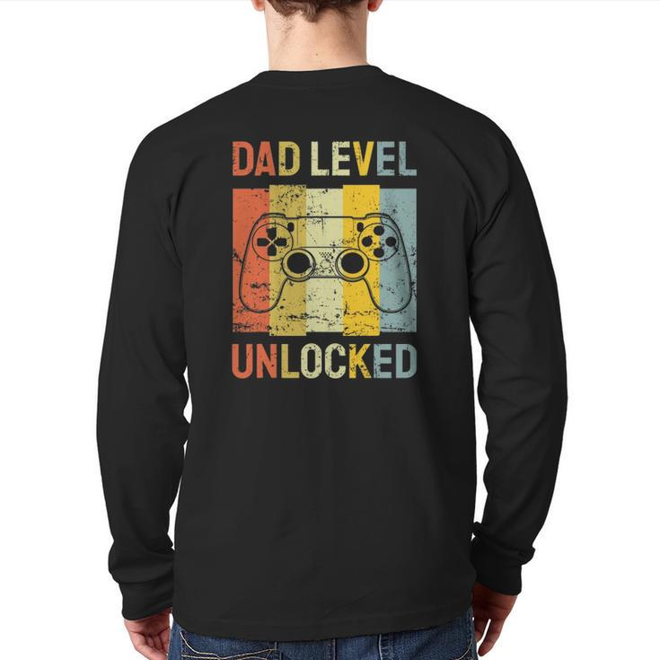 Mens Dad Level Unlocked Soon To Be Father Pregnancy Announcement Back Print Long Sleeve T-shirt
