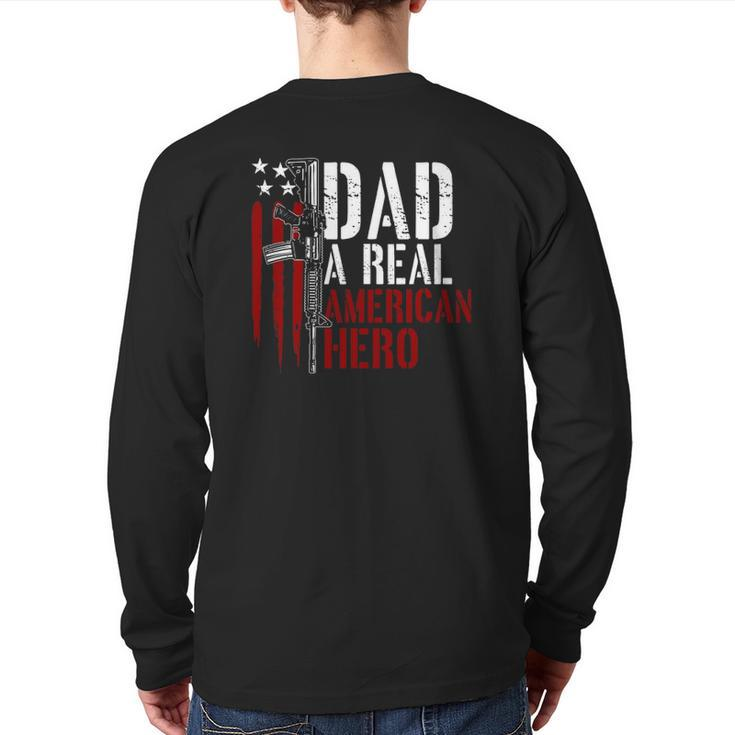 Mens Dad A Real American Hero Daddy Gun Rights Ar-15 Ver2 Back Print Long Sleeve T-shirt