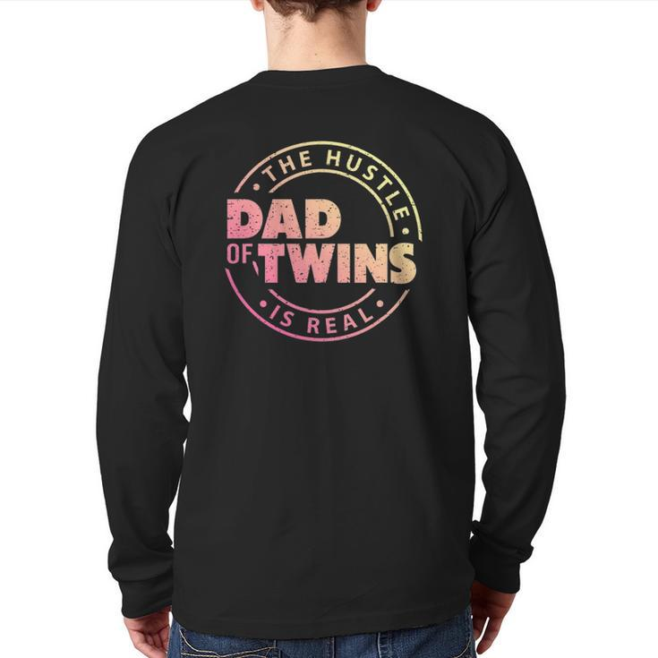 Mens Dad Of Twins  New Dad To Be Tired Love Proud Cute Back Print Long Sleeve T-shirt
