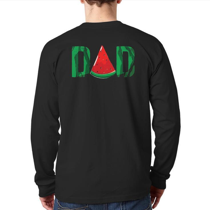 Mens Dad Watermelon Summer Fruit Dad Father's Day Back Print Long Sleeve T-shirt