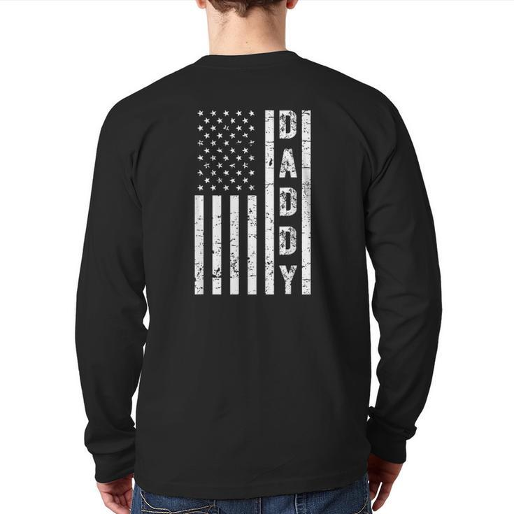 Mens Daddy American Flag Father's Day Patriotic Usa 4Th Of July Back Print Long Sleeve T-shirt