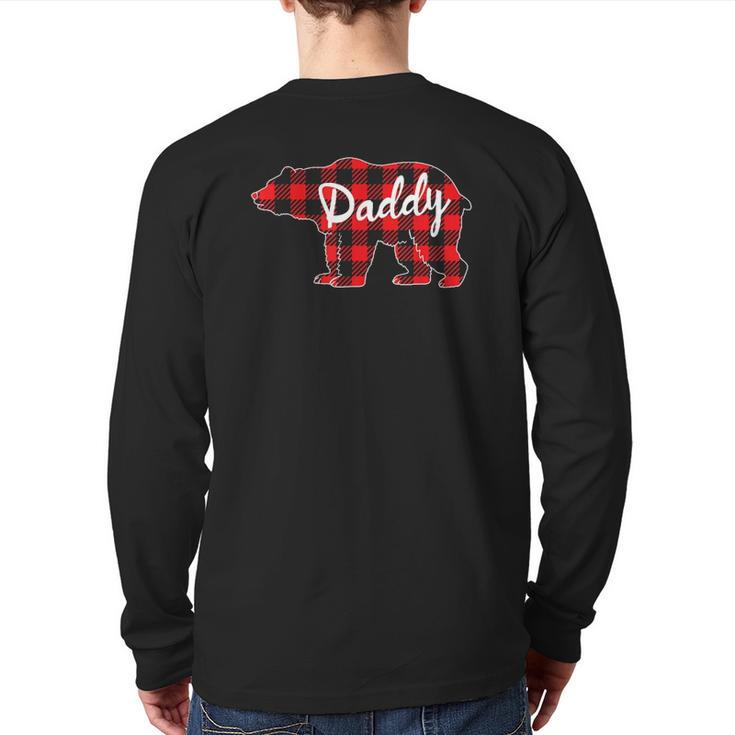 Mens Daddy Bear Buffalo Plaid Family Matching Father's Day Back Print Long Sleeve T-shirt
