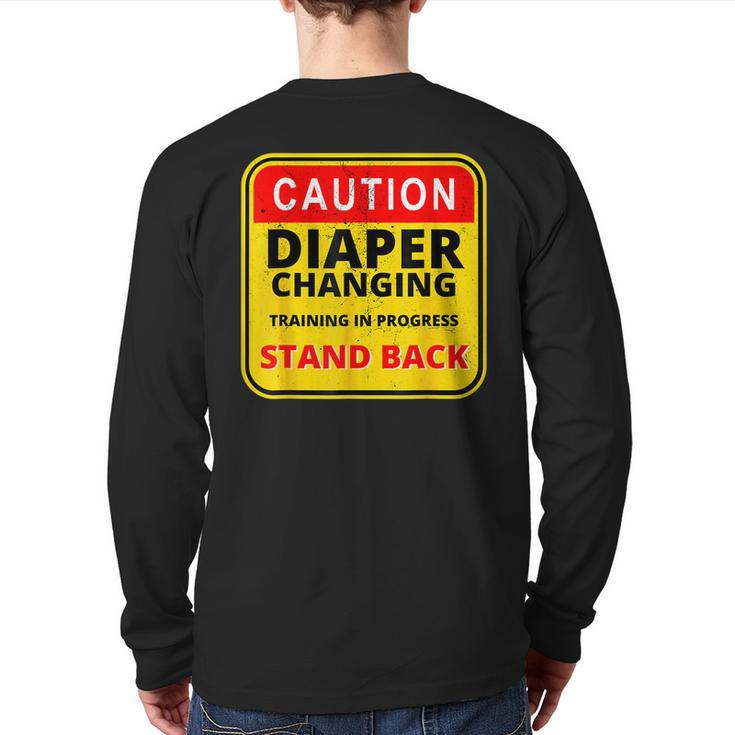 Mens Daddy Diaper Kit New Dad Survival Dad's Baby Changing Outfit Back Print Long Sleeve T-shirt