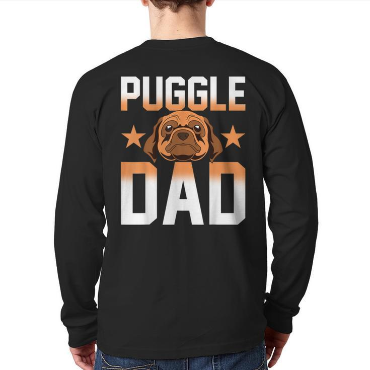 Mens Daddy Puggle Dad Dog Owner Dog Lover Pet Animal Puggle Back Print Long Sleeve T-shirt
