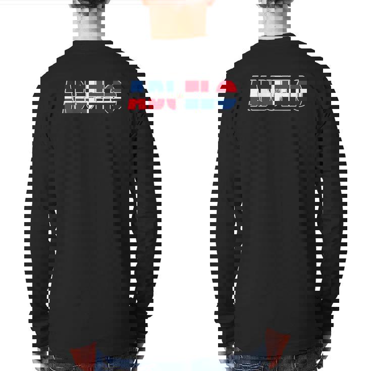 Mens Dominican Flag Abuelo Tee- For Hispanic Grandfather Back Print Long Sleeve T-shirt