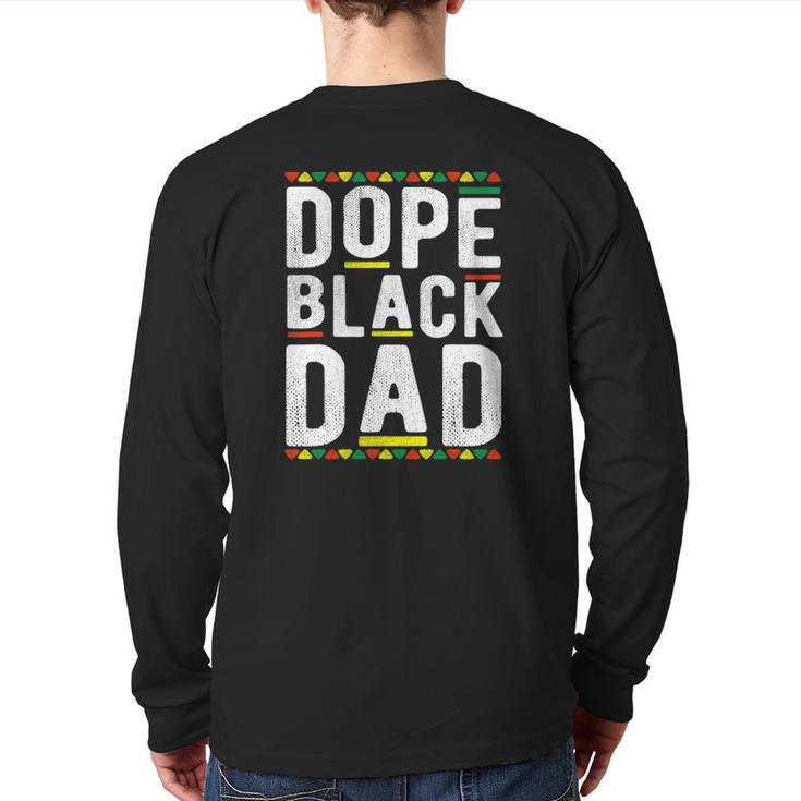 Mens Dope Black Dad Dashiki African American Fathers Day Back Print Long Sleeve T-shirt