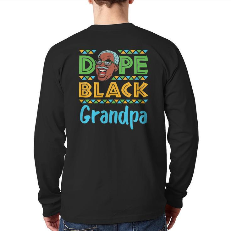 Mens Dope Black Grandpa African American Melanin Father's Day Back Print Long Sleeve T-shirt
