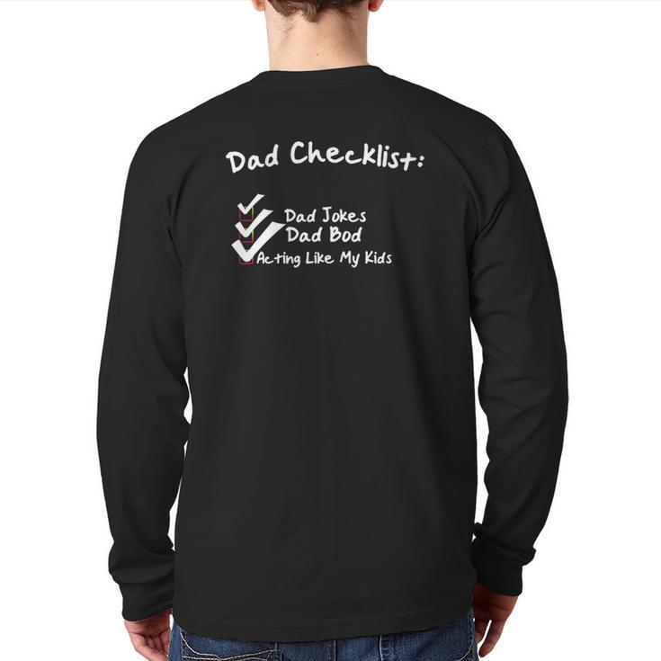 Mens Father's Day Checklist Back Print Long Sleeve T-shirt