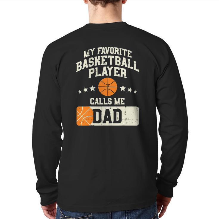 Mens Favorite Basketball Player Dad Family Baller Daddy Papa Men Back Print Long Sleeve T-shirt