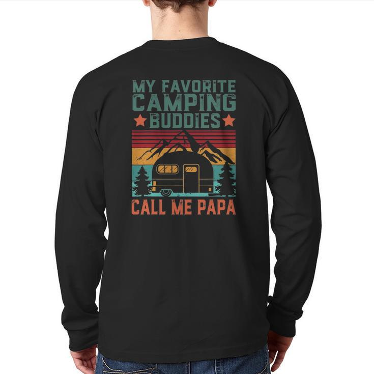 Mens My Favorite Camping Buddies Call Me Papa Father's Day Back Print Long Sleeve T-shirt