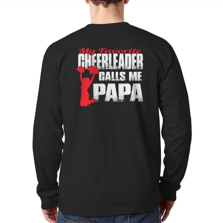 Mens My Favorite Cheerleader Calls Me Papa Cheer Papar Back Print Long Sleeve T-shirt