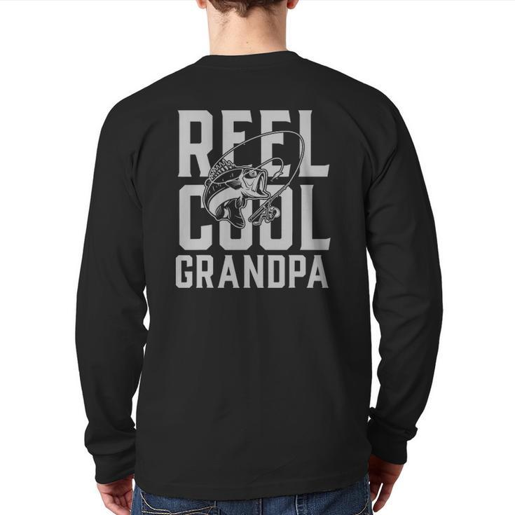 Mens Fishing Grandpa Dad Fathers Day Fisherman Back Print Long Sleeve T-shirt