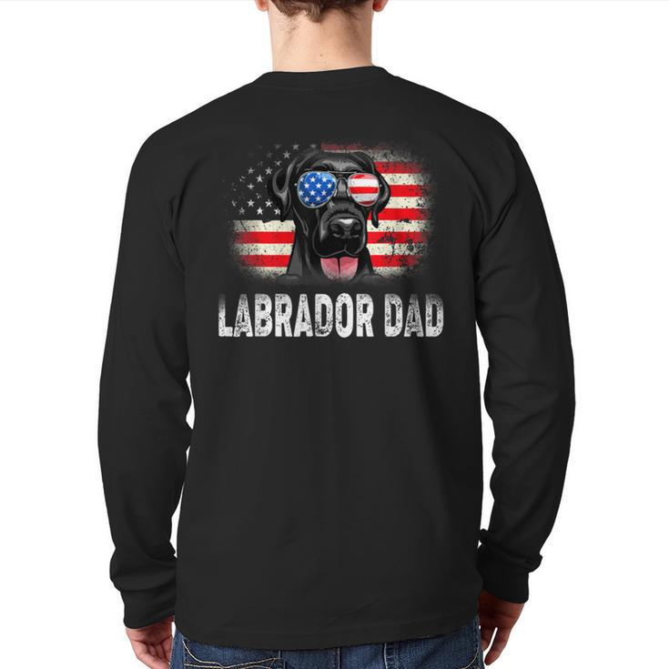 Mens Fun Labrador Dad American Flag Father’S Day Bbmxzvq Back Print Long Sleeve T-shirt