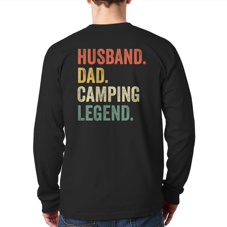 Mens Camper Husband Dad Camping Legend Vintage Father's Day Back Print Long Sleeve T-shirt