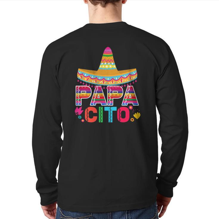 Mens Father's Day For Men Papacito Dad Back Print Long Sleeve T-shirt