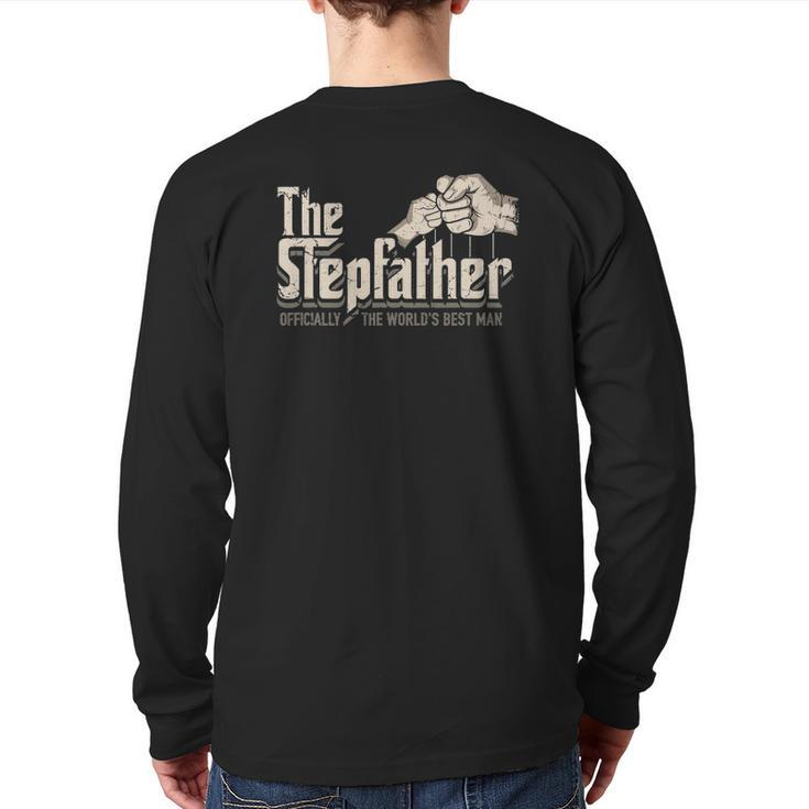 Mens Stepdad Stepfather Officially World's Best Man Back Print Long Sleeve T-shirt
