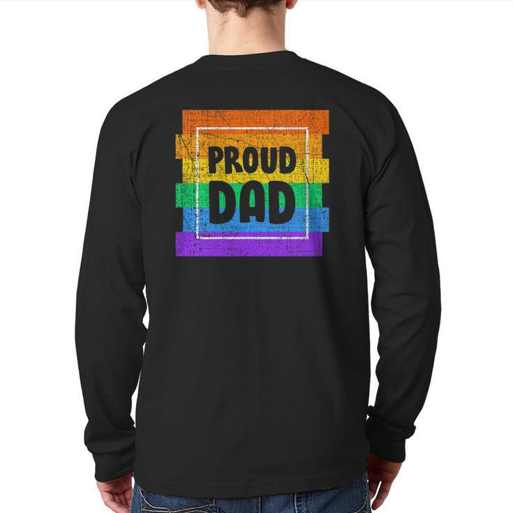 Mens Gay Pride Proud Dad Father Partner Lgbtq Back Print Long Sleeve T-shirt