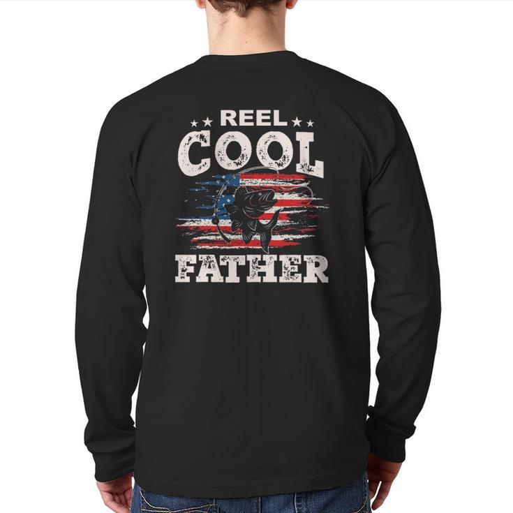 Mens For Father's Day Tee Fishing Reel Cool Father Back Print Long Sleeve T-shirt
