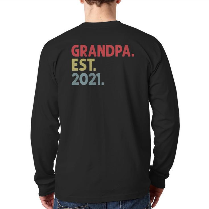 Mens Grandpa Est 2021 For Grandfather To Be Established 2021 Ver2 Back Print Long Sleeve T-shirt