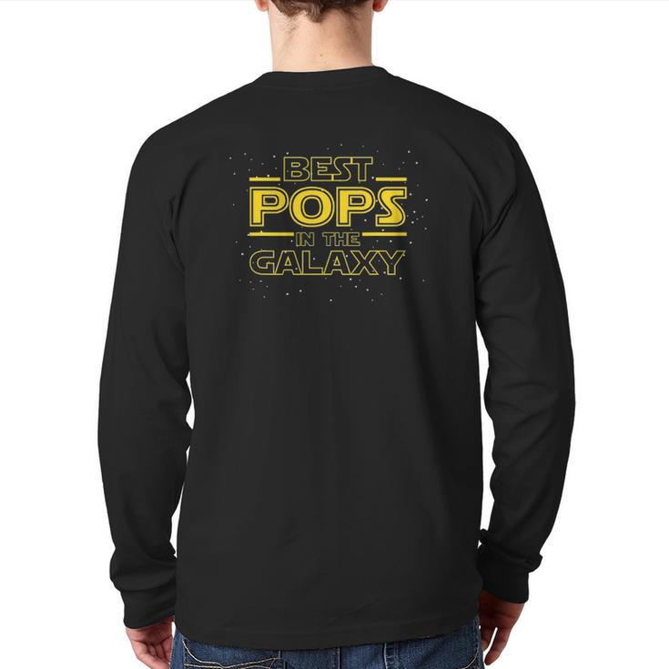 Mens Grandpa Pops  Best Pops In The Galaxy Back Print Long Sleeve T-shirt