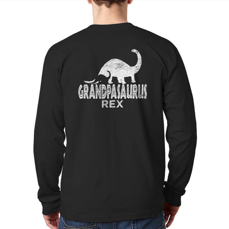 Mens Grandpasaurus Rex Idea For Grandfather Back Print Long Sleeve T-shirt