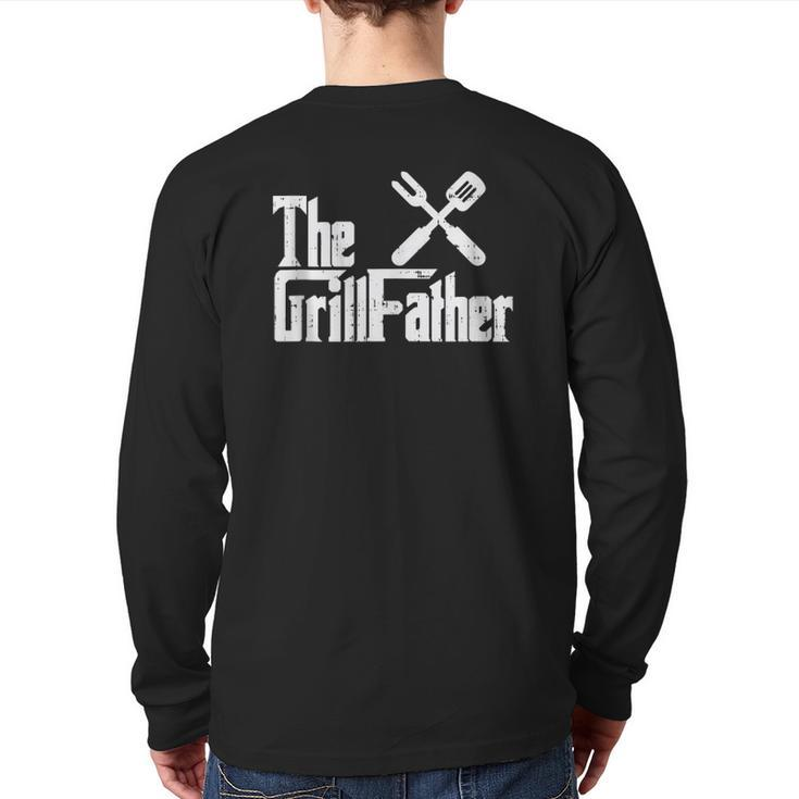 Mens Grill Father Grilling Parody Dad Papa Husband Men  Back Print Long Sleeve T-shirt