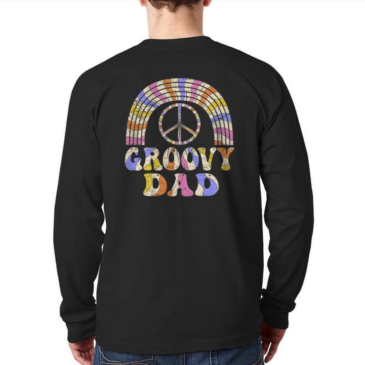 Mens Groovy Dad 70S Aesthetic Nostalgia 1970'S Retro Dad Hippie Back Print Long Sleeve T-shirt