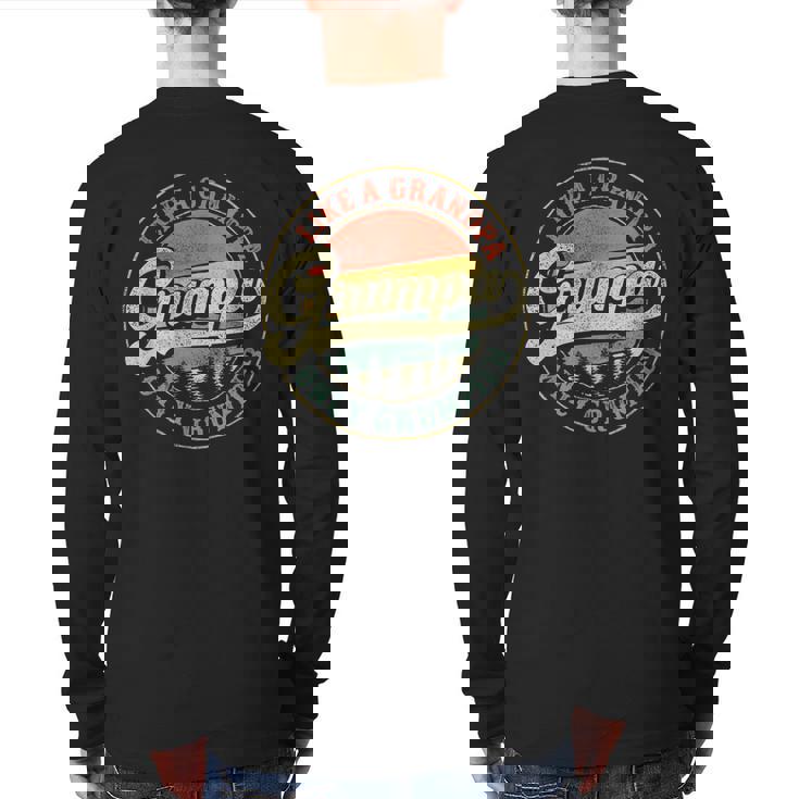 Mens Grumpa Like A Grandpa Only Grumpier Retro Grumpa Definition Back Print Long Sleeve T-shirt