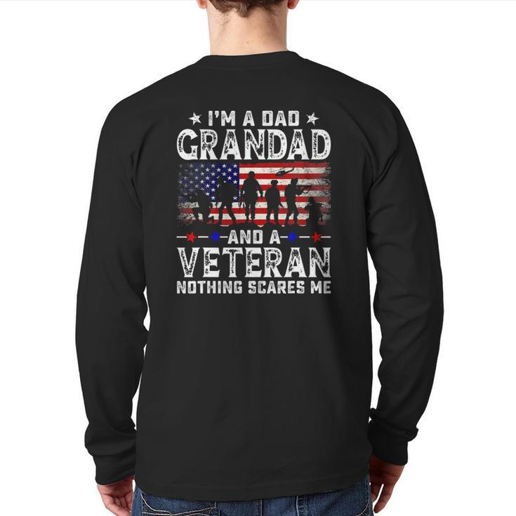 Mens I'm A Dad Grandad And A Veteran For Dad Father's Day Back Print Long Sleeve T-shirt