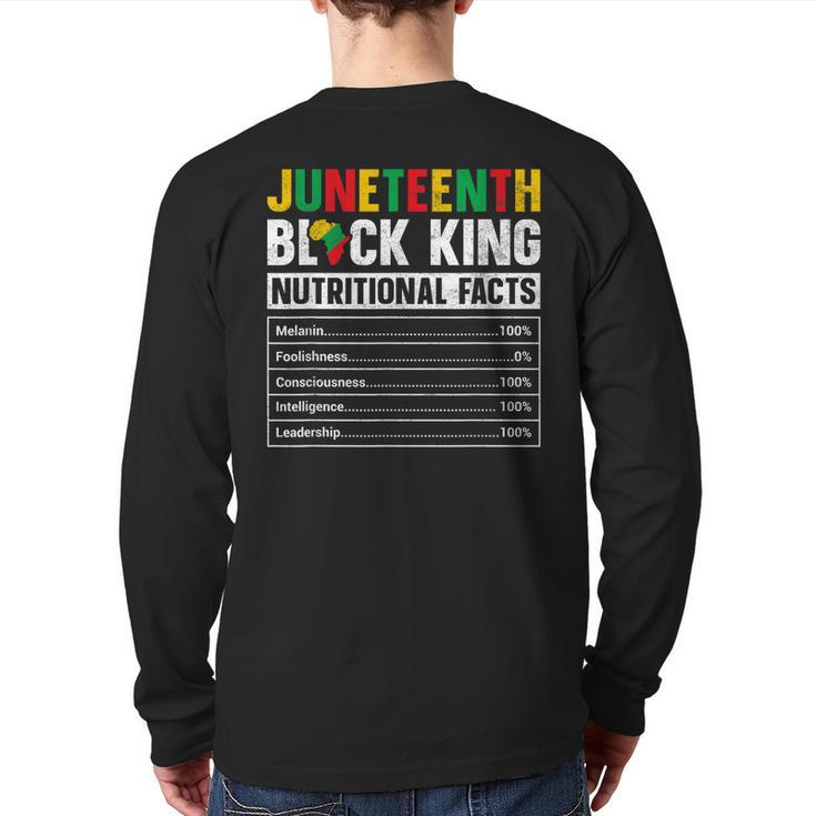 Mens Junenth Black King Nutritional Facts Melanin Men Father Back Print Long Sleeve T-shirt