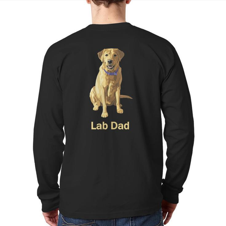 Mens Lab Dad Yellow Labrador Retriever Dog Lovers  Back Print Long Sleeve T-shirt