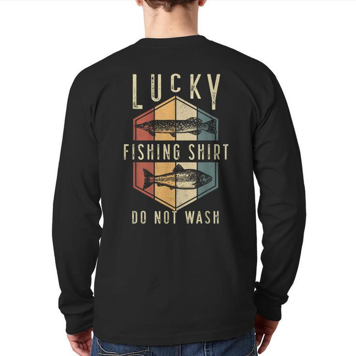 Mens Lucky Fishing Do Not Wash Father's Day Fisherman Dad Back Print Long Sleeve T-shirt