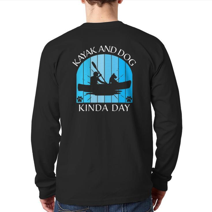 Mens Men Dad Kayak Kayaking Dog Boating Summer Clothing Graphics Back Print Long Sleeve T-shirt