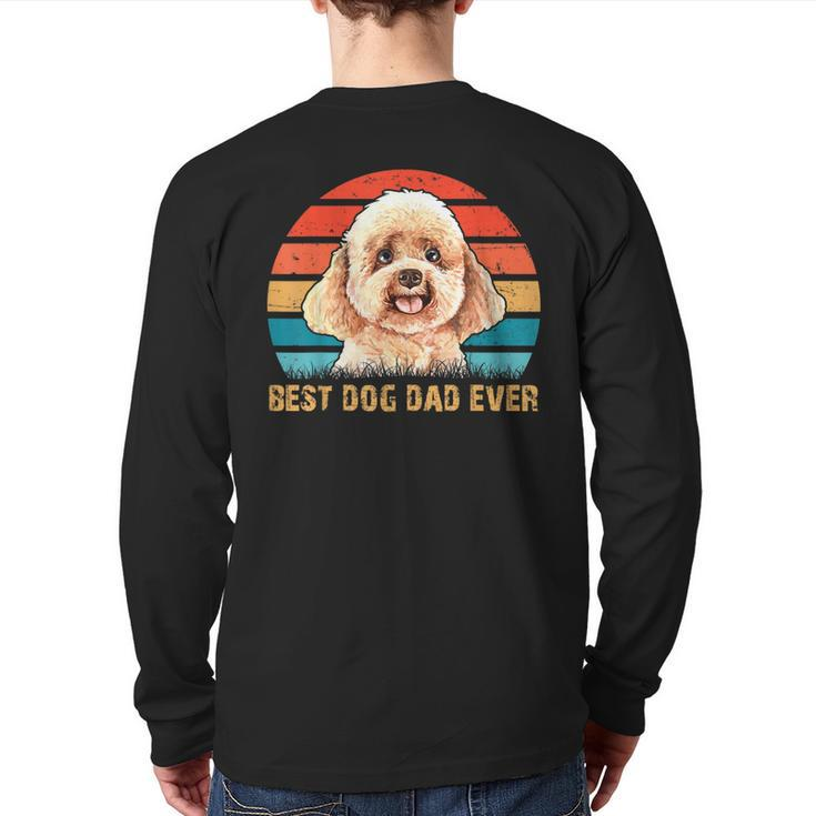 Men's Mens Quote Best Dog Dad Ever Vintage Poodle Lover  For Men Back Print Long Sleeve T-shirt