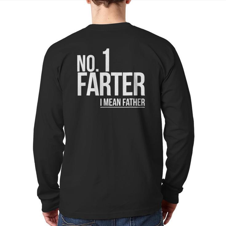 Mens Number 1 Farter I Mean Father Distressed Back Print Long Sleeve T-shirt
