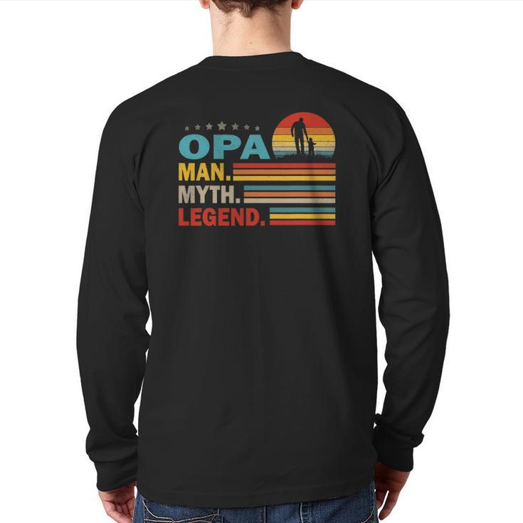 Mens Opa Man Myth Vintage Opa Legend Father's Day Back Print Long Sleeve T-shirt
