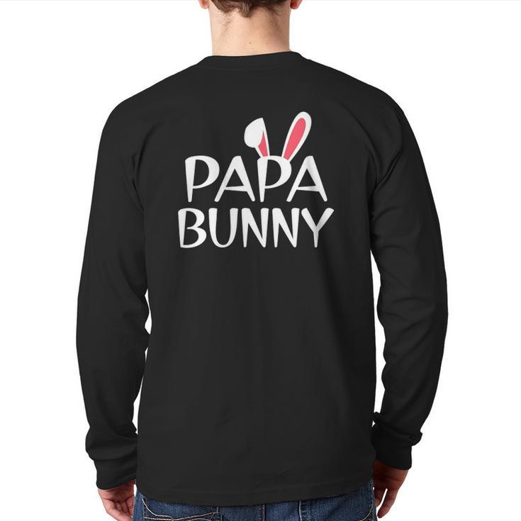 Mens Papa Bunny Family Rabbit Matching Couple Daddy Easter Back Print Long Sleeve T-shirt
